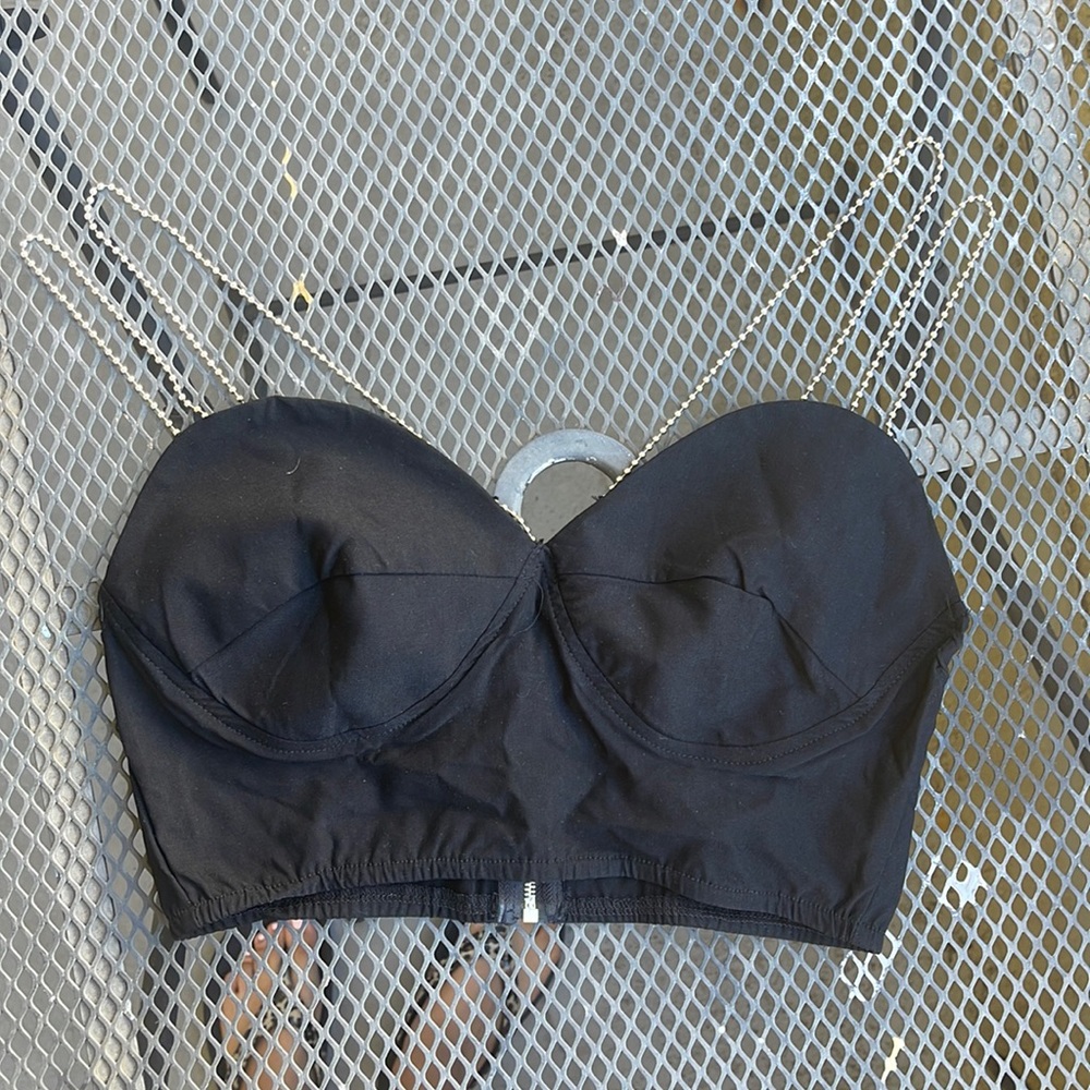 BEADED BLACK CROP TOP (LIKE NEW)